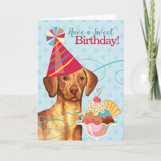 Sweet Birthday Vizsla Card Karte (Vorderseite)