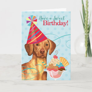 Sweet Birthday Vizsla Card Karte