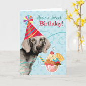 Sweet Birthday Weimaraner Card Karte (Gelbe Blume)
