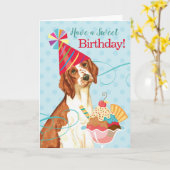 Sweet Birthday Welsh Springer Spaniel Karte (Gelbe Blume)
