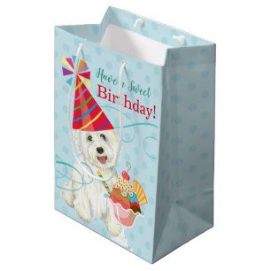Sweet Birthday Westie Medium Geschenktasche Mittlere Geschenktüte