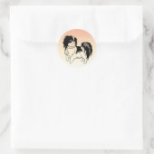 Sweet Black and White Dog auf Orange Aufkleber (Tasche)