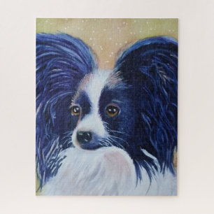 Sweet Black and White Papillon Puppy Puzzle
