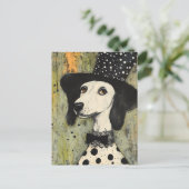 Sweet Black and White Polka Hund in Tophat Postkarte (Stehend Vorderseite)