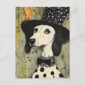 Sweet Black and White Polka Hund in Tophat Postkarte (Vorderseite)