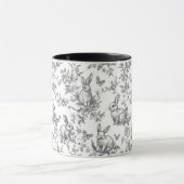 Sweet Black Bunny Rabbits French Toile Tasse (Zentrum)