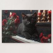 Sweet Black Cat liegt auf Klavier Puzzle (Horizontal)