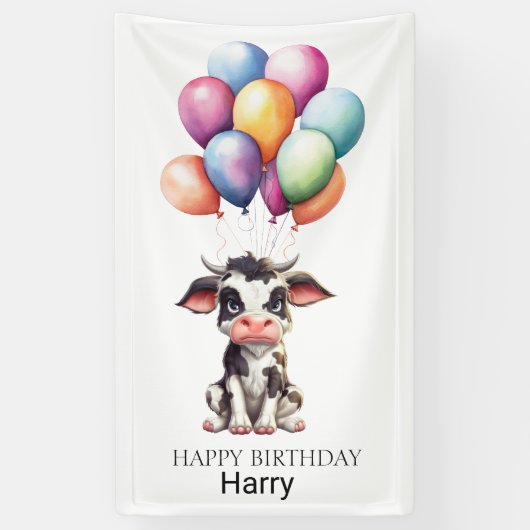Sweet Black Cow 1. Geburtstag Banner (Vertikal)