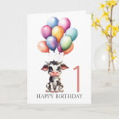 Sweet Black Cow 1. Geburtstag Karte (Gelbe Blume)