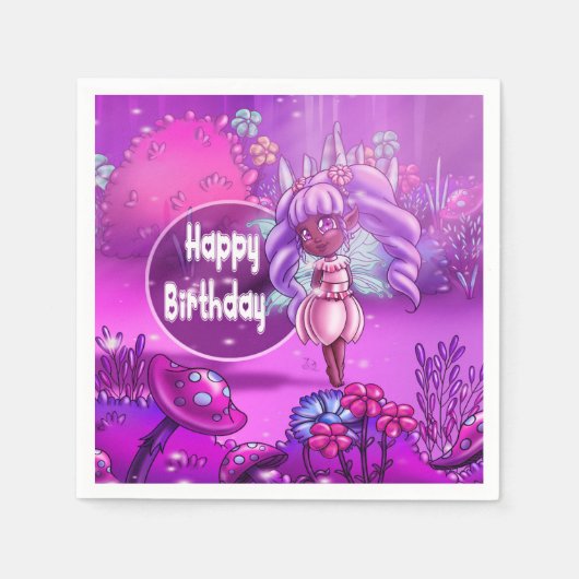 Sweet Black Fairy Birthday Serviette (Vorderseite)