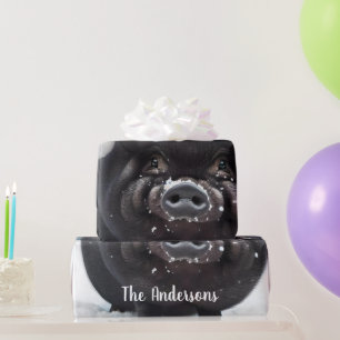 Sweet Black Piggy Christmas Geschenkpapier