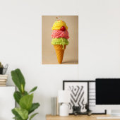 "Sweet Bliss" - Ice Cream Cone Art Print Poster (Heimbüro)