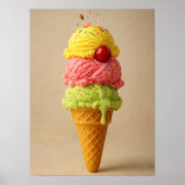 "Sweet Bliss" - Ice Cream Cone Art Print Poster (Vorne)