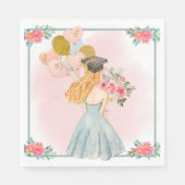 Sweet Blonde Girl Watercolor Abschluss Napkins Serviette (Vorderseite)