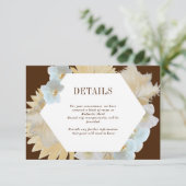 Sweet Blooms Blue Wedding Details Card Begleitkarte (Stehend Vorderseite)