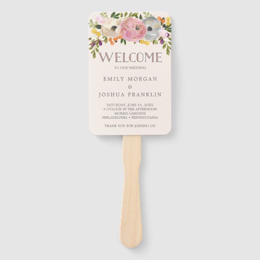 Sweet Blooms Wedding Program Fan Fächer (Vorderseite)