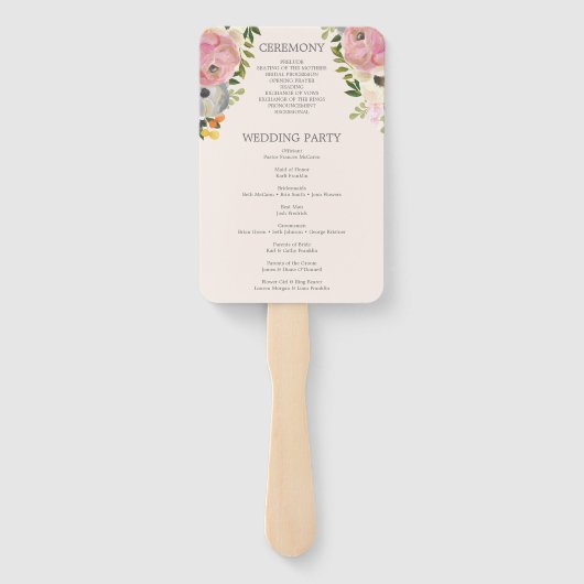 Sweet Blooms Wedding Program Fan Fächer (Rückseite)