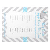 Sweet Blue and Gray Elephant Baby Shower - Game Notizblock (Vorderseite)