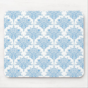 Sweet Blue and White Damask Muster Mousepad