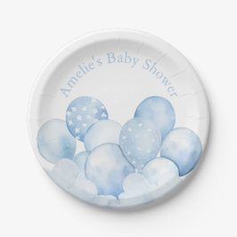 Sweet Blue Balloons Baby Shower Paper Plate Pappteller
