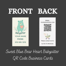 Sweet Blue Bar Heart Babysitter QR Code