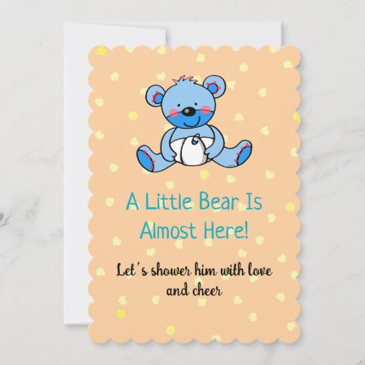 Sweet Blue Bear Baby Dusche Design Einladung (Vorderseite)