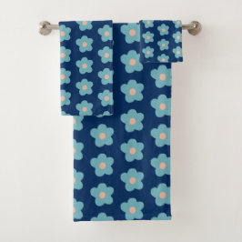 Sweet Blue Blüten für die Marine Badhandtuch Set