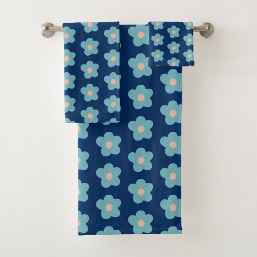 Sweet Blue Blüten für die Marine Badhandtuch Set (Insitu)