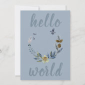 Sweet Blue Boho Floral Baby Boy Foto Birth Ankündigung (Rückseite)