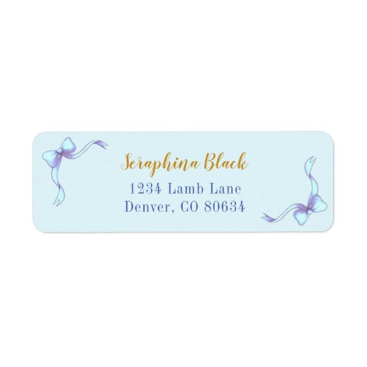 Sweet Blue Bow Baby Showlabel (Vorne)