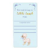 Sweet Blue Bow Boy Lamb Baby Dusche Buchzeichen (Vorne)