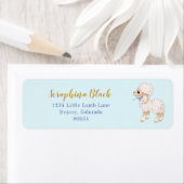 Sweet Blue Bow Lamb Baby Dusche Label (Insitu)