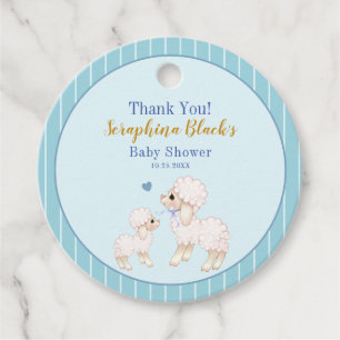Sweet Blue Boy Lamb Baby Dusche Danke Geschenkanhänger