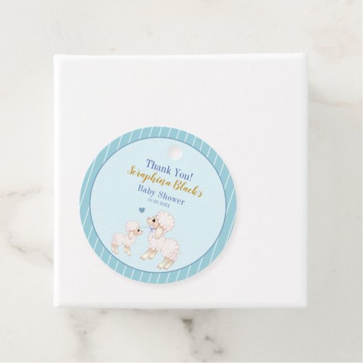 Sweet Blue Boy Lamb Baby Dusche Danke Geschenkanhänger (Beispiel)