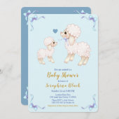 Sweet Blue Boy Lamb Baby Dusche Einladung (Vorne/Hinten)