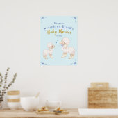 Sweet Blue Boy Lamb Baby Dusche Willkommenspender Poster (Küche)