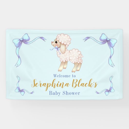 Sweet Blue Boy Lamb Baby Showbanner Banner (Horizontal)