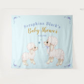 Sweet Blue Boy Lamb Babydusche Hintergrund Wandteppich (Vorderseite (Horizontal))