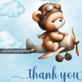 Sweet Blue Brown Teddy Bear Pilot Boy Shower Geschenkanhänger