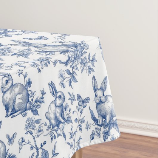 Sweet Blue Bunny Rabbits French Toile Tischdecke (Beispiel)