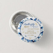 Sweet Blue Butterfly Kisses Baby Dusche Party Button (Vorne & Hinten)