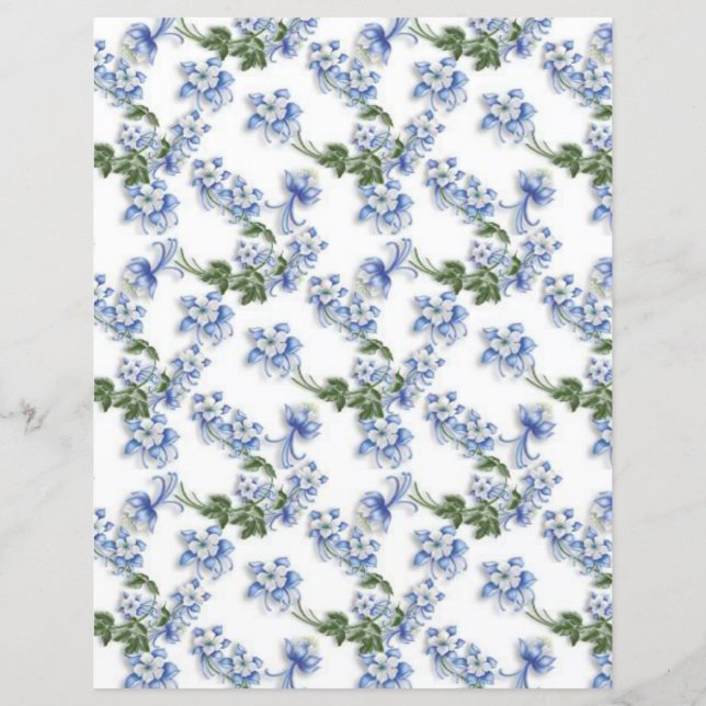 Sweet Blue Columbines Blume Scrapbook Paper (Vorderseite)