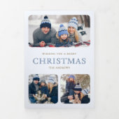 Sweet Blue Coquette Bow Christmas Wonderland Foto Dreifach Gefaltete Urlaubskarte (Cover)