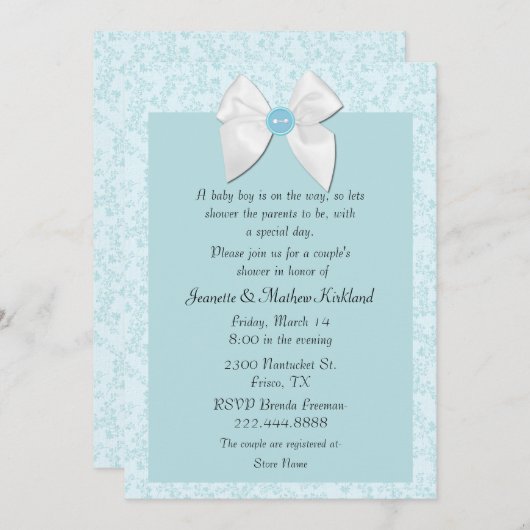 Sweet Blue Couple's Baby Dusche Einladung (Vorne/Hinten)