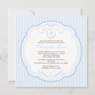 Sweet Blue Cross Boy Kommunion Einladung