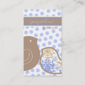 Sweet Blue Damask Chicks Polka Dots Whimsical Visitenkarte (Vorderseite)