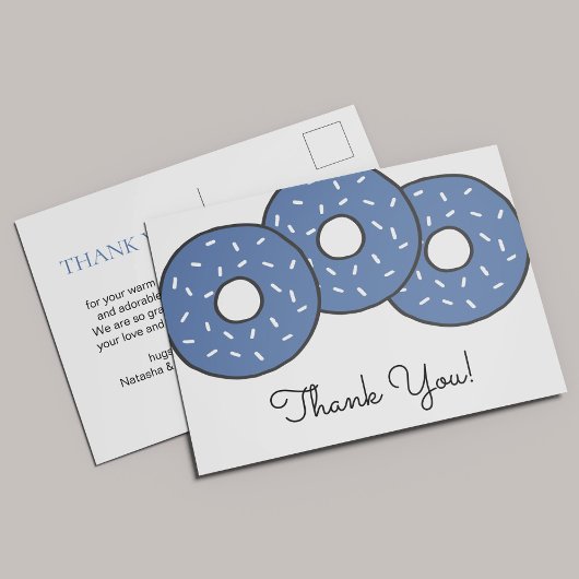 Sweet Blue Donuts Baby Dusche Sprinkle Danke Einladungspostkarte
