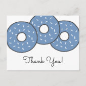 Sweet Blue Donuts Baby Dusche Sprinkle Danke Einladungspostkarte (Vorderseite)