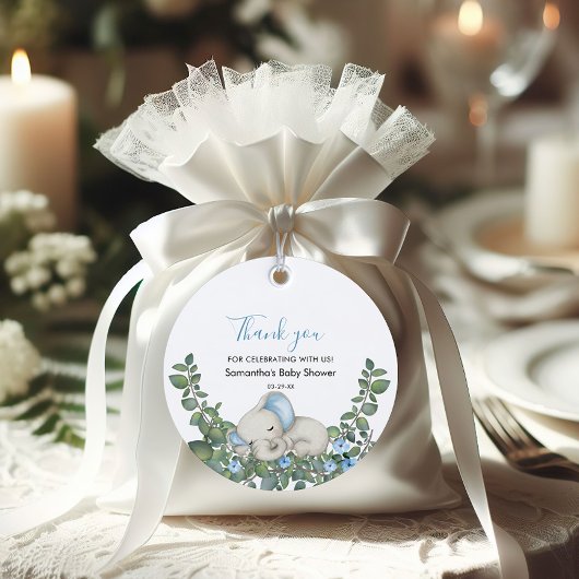 Sweet Blue Elephant Baby Dusche Vielen Dank Geschenkanhänger