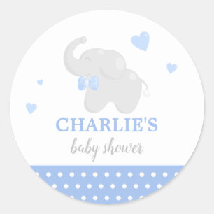 Sweet Blue Elephant Baby Shower Boy Sticker